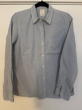 Gap The Fitted Boyfriend Striped Button Down Shirt Blue White Size XS